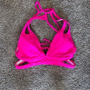 Popvil Hot Pink Women's Strappy Bikini Top